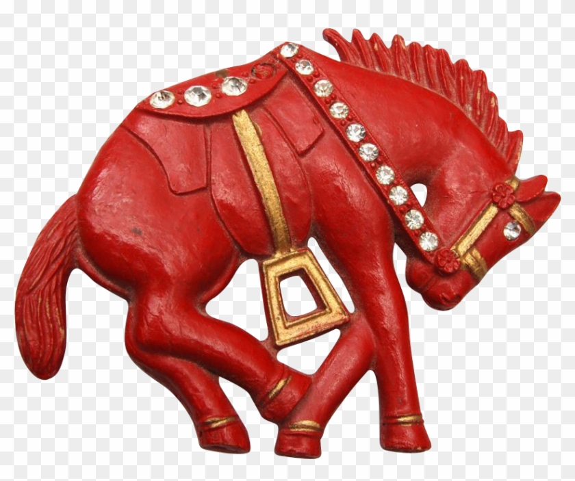 Red Bucking Bronco Horse Brooch - Bronco #365191
