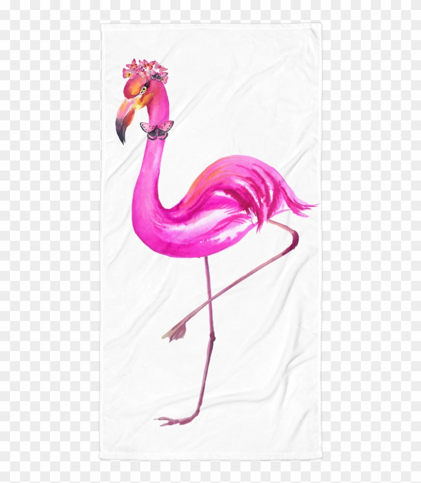 Pink Flamingo With Butterfly Accessories Towel - Flamingo #365288