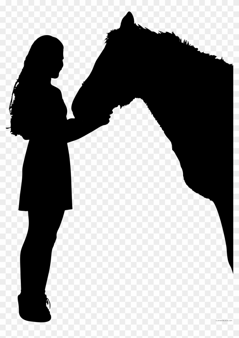 Horse Silhouette Animal Free Black White Clipart Images - Horse And Person Silhouette #365353