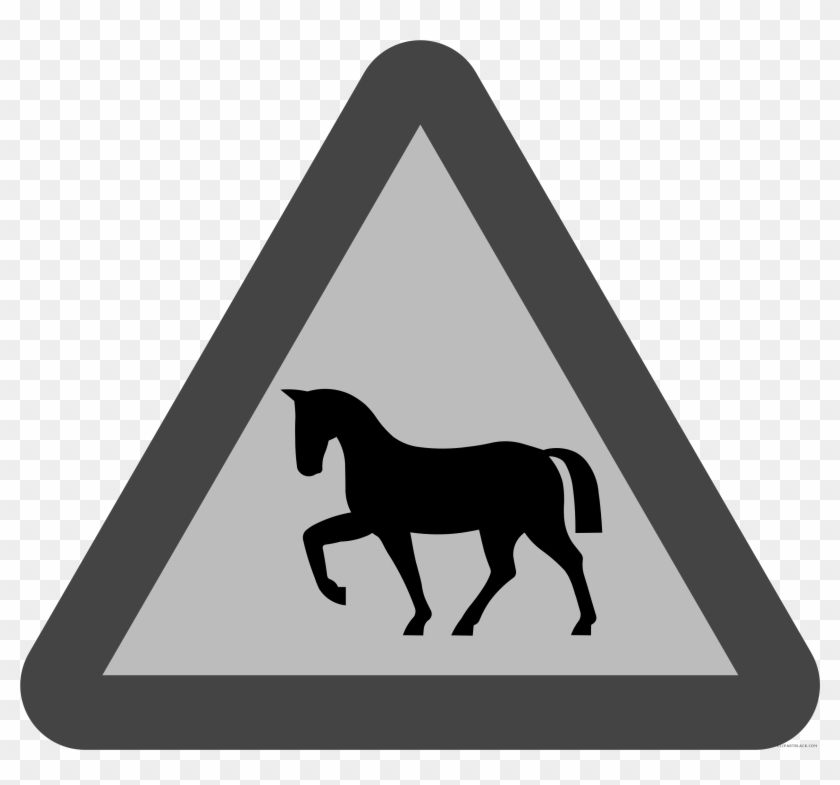 Horse Sign Animal Free Black White Clipart Images Clipartblack - Horse Crossing Sign Shower Curtain #365431