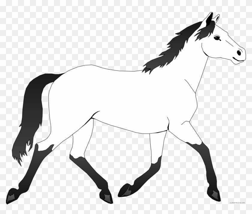 Horse Outline Animal Free Black White Clipart Images - Mustang Horse Coloring Pages #365628
