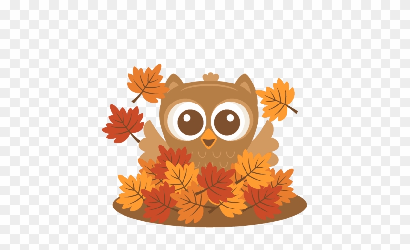 Owl In Leaves Svg Scrapbook Cut File Cute Clipart Files - Cute Fall Owl Clipart #365752