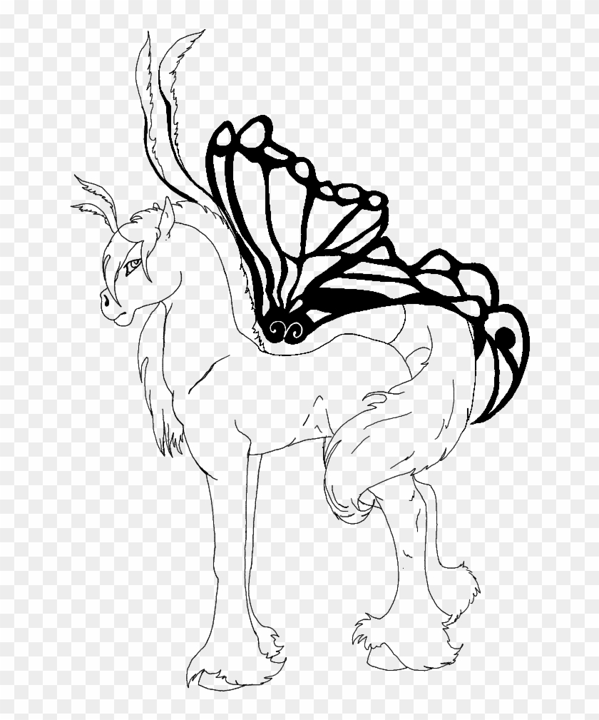 Butterfly Horse Free Line Art By Grifforik - Line Art #365790