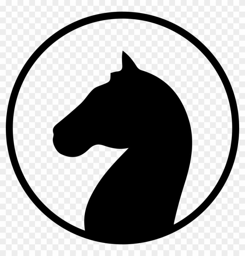 Horse Head Black Shape Facing Left Inside A Circle - Horse Head In Circle #365826