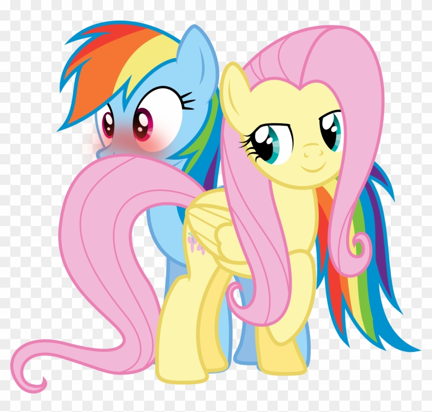 Shutterflyyay, Blushing, Flutterdash, Fluttershy, Lesbian, - Cartoon #365979