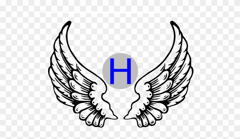Flying H Clip Art At Clker - Angel Wings Drawing Simple #365990