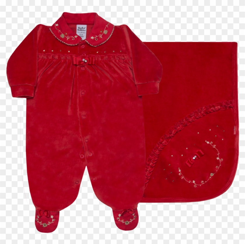 Saída Maternidade Vermelha De Plush Menina Dalila - Saida Maternidade Vermelho Para Menina #366121