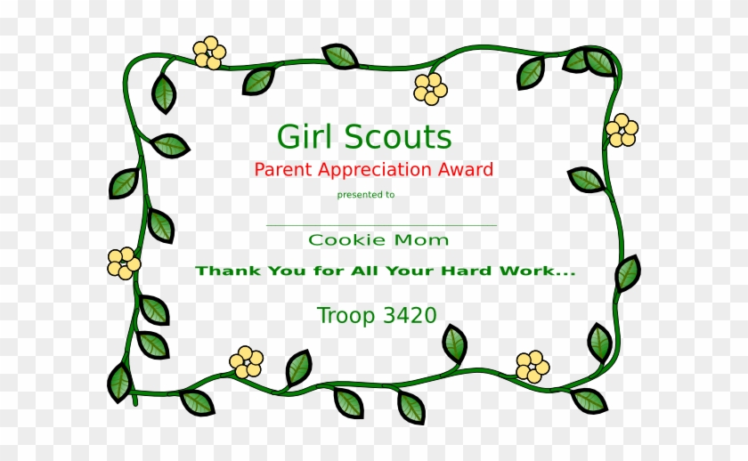 Girl Scout Cookie Mom Certificate Clip Art At Clker - Girl Scout Volunteer Awards #366442