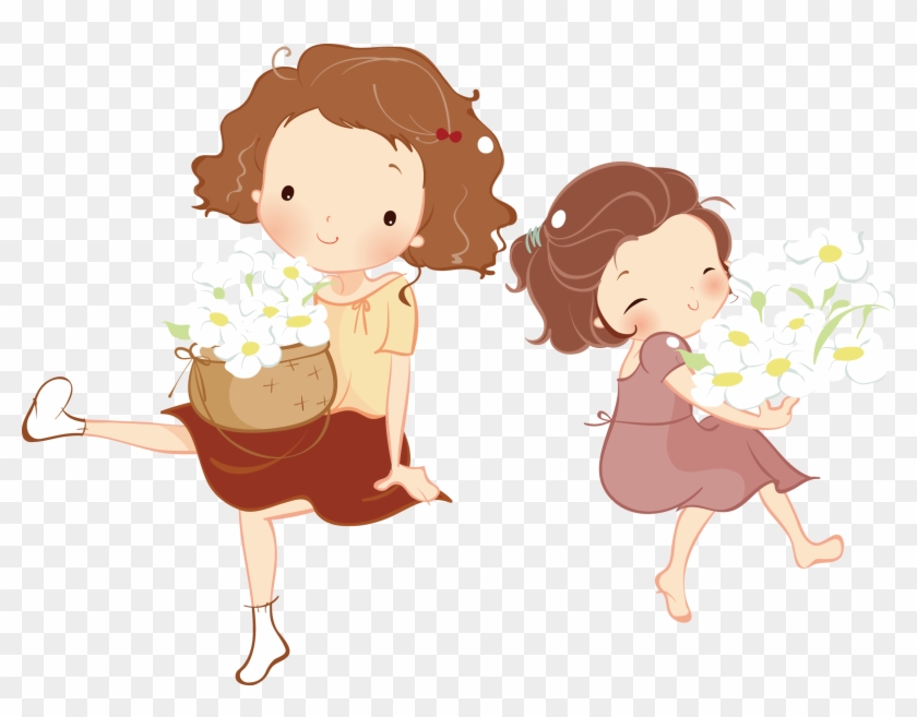 Cute Little Cartoon Girl Vector - Vector Graphics #366540