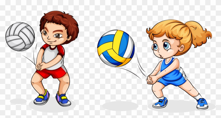 Volleyball Play Girl Clip Art - Play Volleyball Cartoon #366585