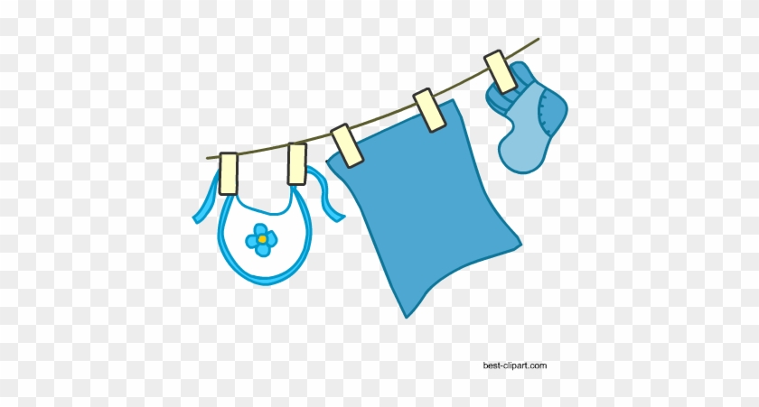 Baby Clothes Line Clip Art Blue - Clip Art #366593