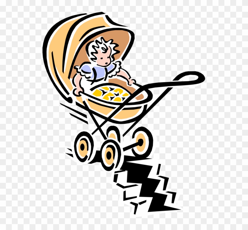 Vector Illustration Of 1950's Vintage Style Child Stroller - Vector Illustration Of 1950's Vintage Style Child Stroller #367017