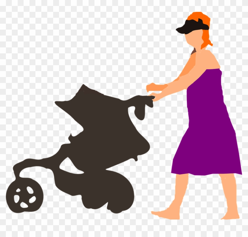 Stroller Baby, Lady, Woman, Mom, Push, Walking, Mother, - Mom Pushing Stroller Clipart #367029