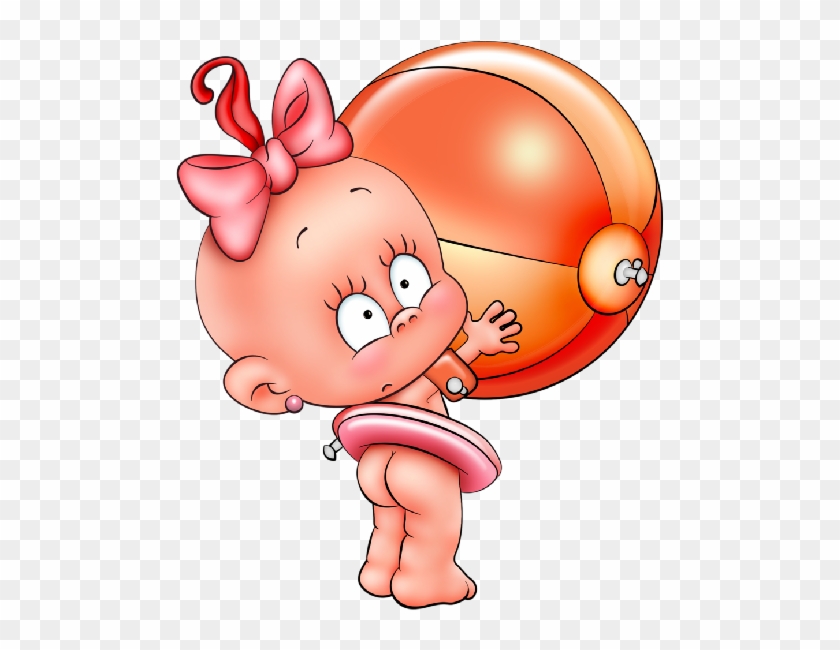 Funny Cartoon Baby Girl Playing Clip Art Images - Девочка С Мячом #367152