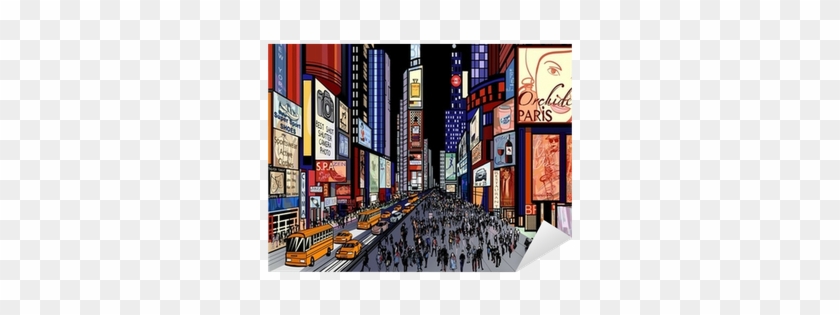 Night View Of Times Square Sticker • Pixers® • We Live - Times Square Illustration #367204