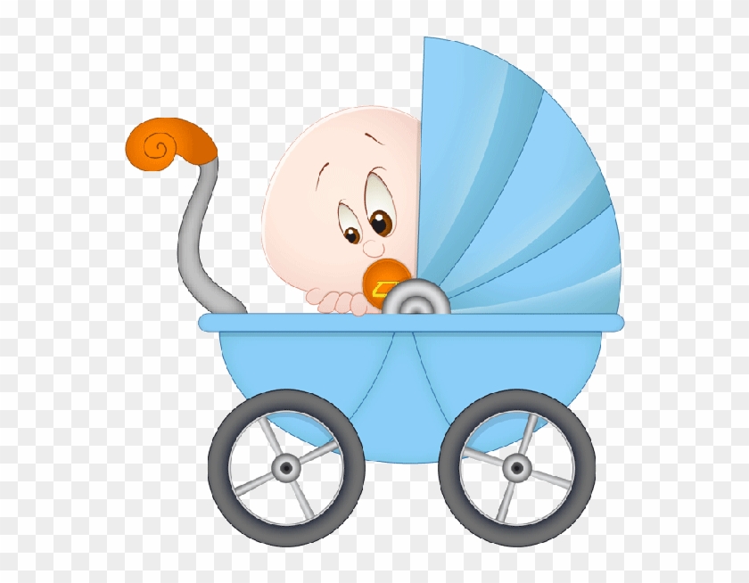Cute Baby Boy In Baby Carriage Cartoon Clip Art - سكرابز بيبي بوي #367314