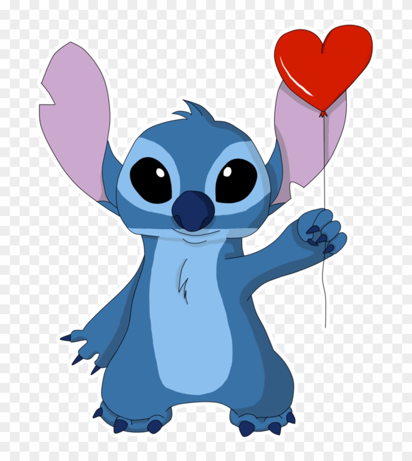 Stitch Holding Heart Balloon - Stitch Holding A Flower #367857