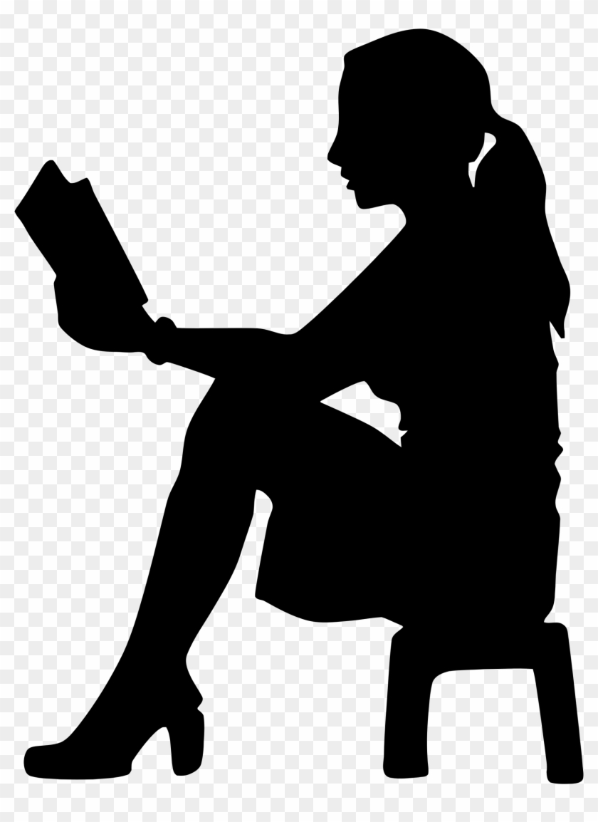 Clipart - Girl Reading Silhouette #368271