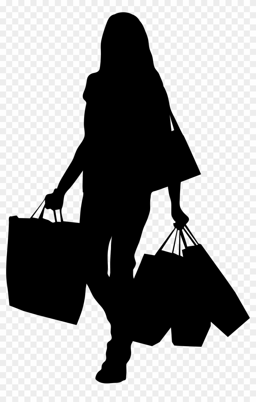 Female Silhouette With Shopping Bags Png Clip Art Image - Female Shopping Silhouette Png #368321