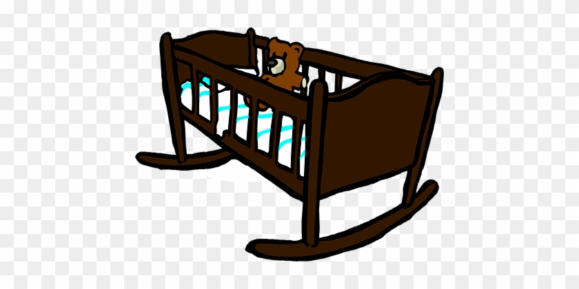 Cradle Crib Baby Teddy Wooden Sweet Crib C - Crib Clipart #368311