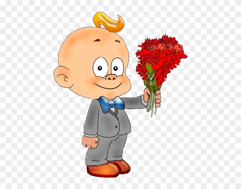 Cute Baby With Flowers Cartoon Clip Art Images Are - Ангелы Валентинки Png #368354