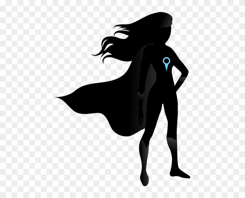 Superhero Girl With Location Pin - Superhero Woman Silhouette Png #368362
