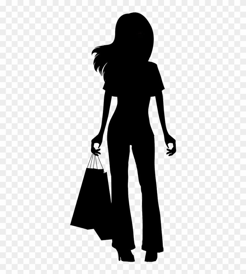 Black Man Running Cartoon - Girl Shopping Silhouette Png #368401