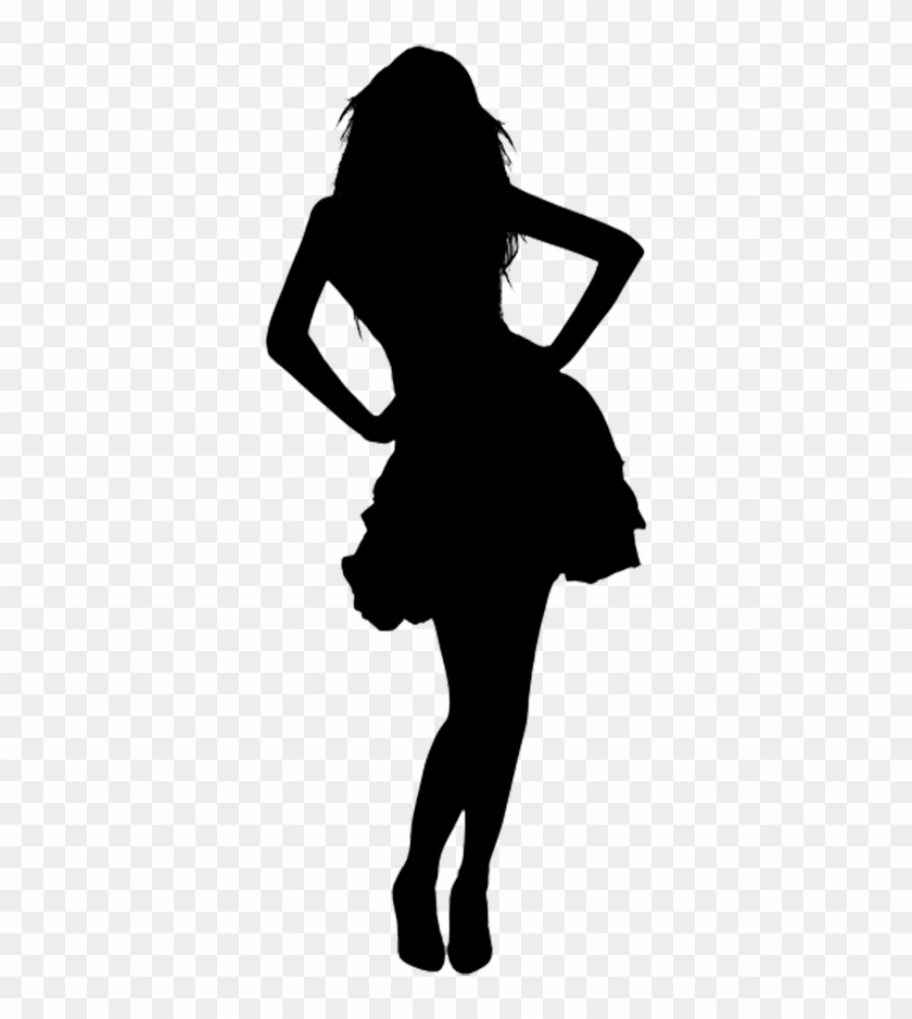 Silhouette Of Woman In Short Dress - Woman Silhouette Png #368417