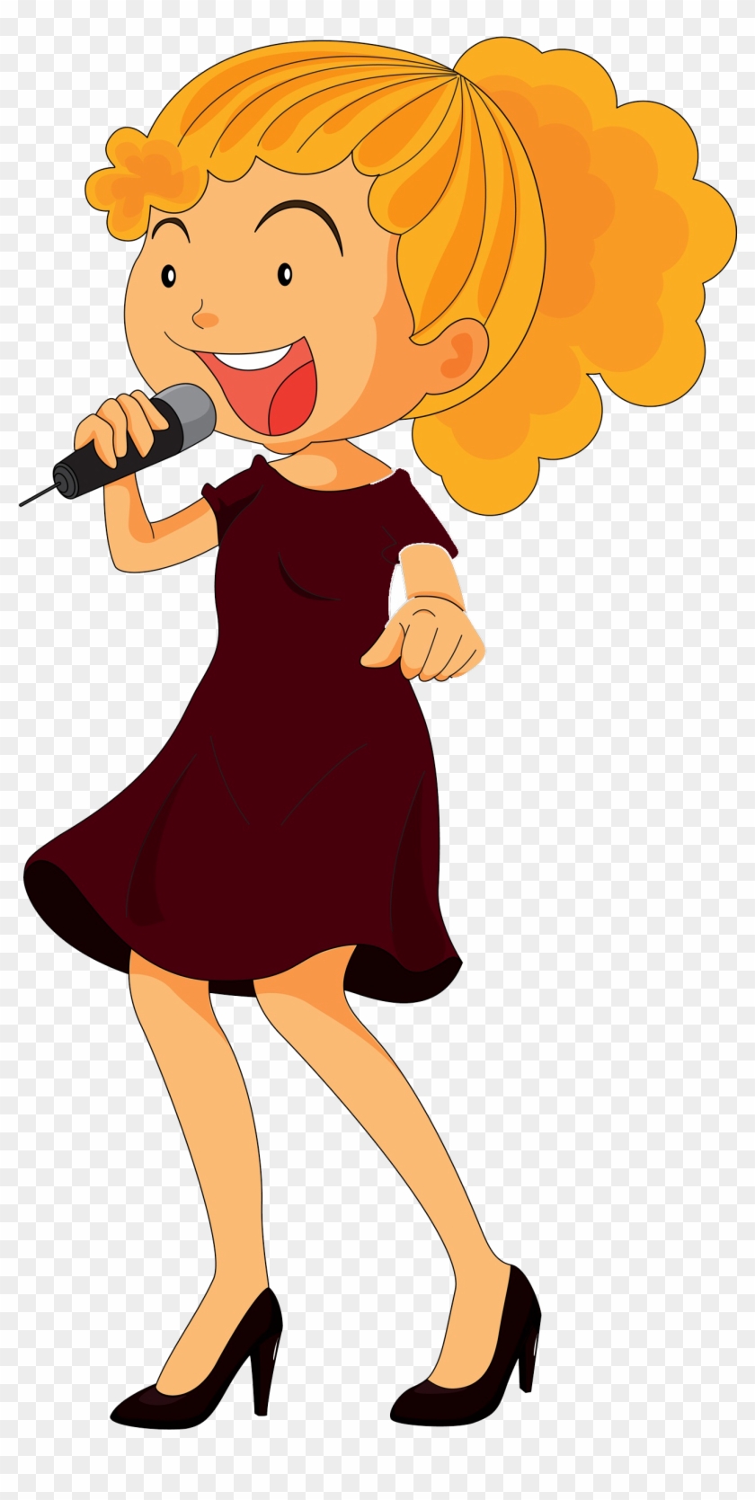 Microphone Girl Cartoon Illustration - Microphone Girl Cartoon Illustration #368543