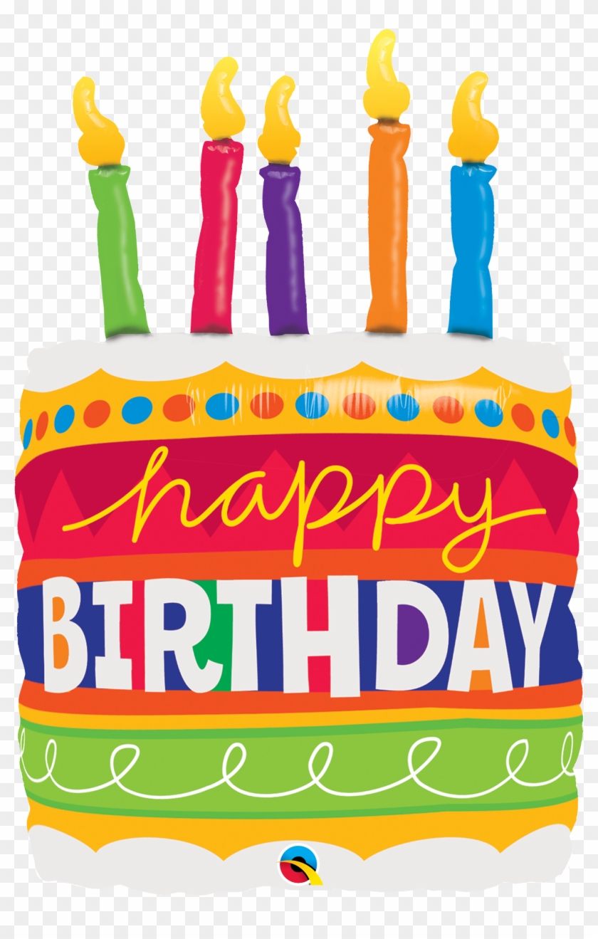 35" Happy Birthday Cake And Candles Foil Balloon - Feliz Cumpleaños Pastel Png #368587