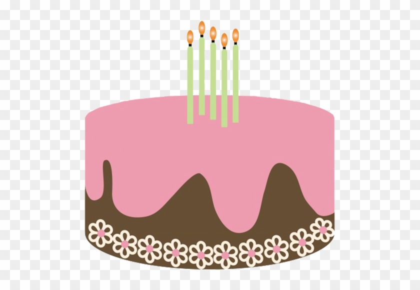 Birthday Cake With Four Candles - Pink Birthday Gift Cake Clipart #368604