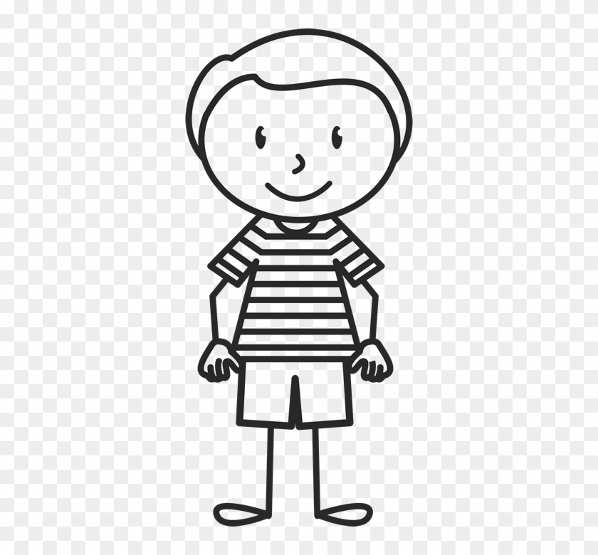 Little Boy With Striped Shirt Stamp - Boy Stick Figure Png #368826