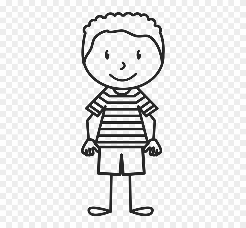 Boy Wearing Striped Shirt Stamp - Boy Stick Figure Png #368833
