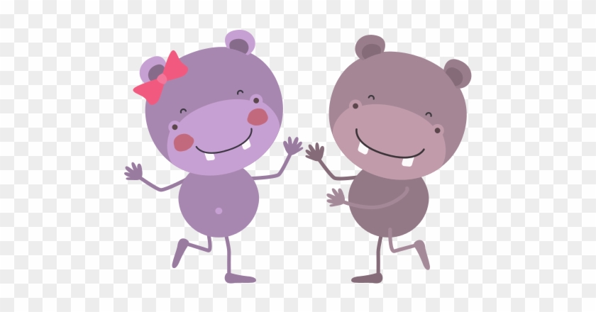 Cute Hippos Dancing Vector Icon Illustration - Cartoon #368996