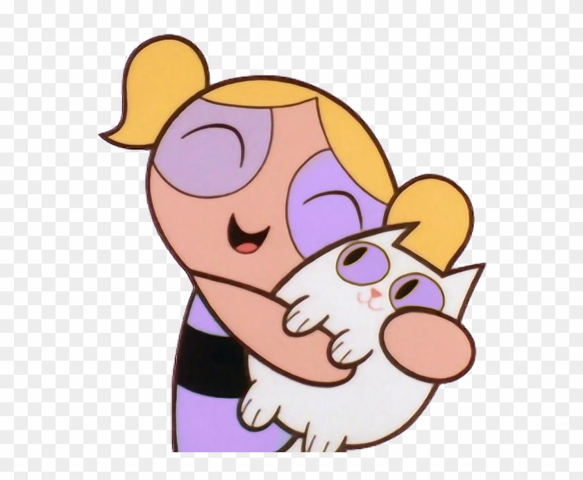 Bubbles Powerpuffgirls Purple Cat Hug Cute Cartoon - Bubbles Powerpuff #369153