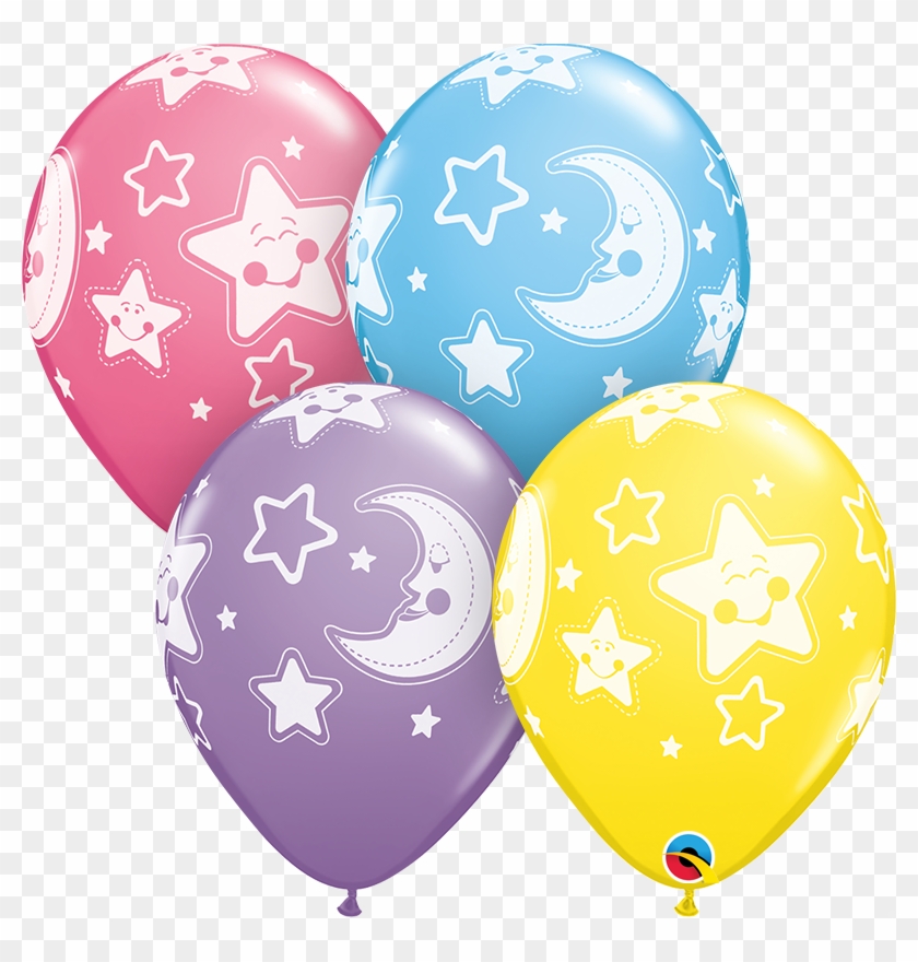 Baby Shower Moon & Stars - 11" Printed Latex Balloons Baby Moon & Stars - #369321