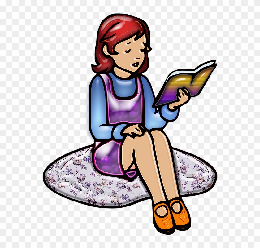 Girl Reading A Book Clipart 26, - Gambar Orang Membaca Buku #369423