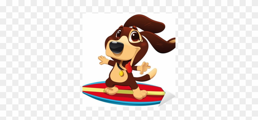 Funny Cartoon And Vector Sporty Character Sticker • - Surfing Dog Shower Curtain #369561