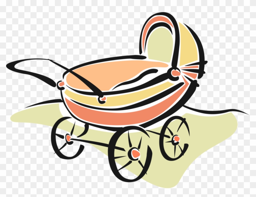 Vector Illustration Of Baby Carriage Pram Stroller - Kinderwagen #369672