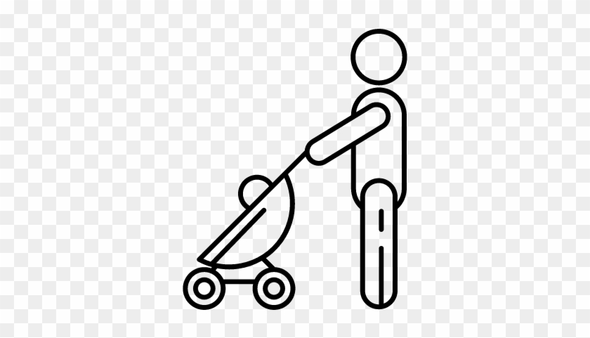 Man With Baby Stroller Vector - Scalable Vector Graphics #369698