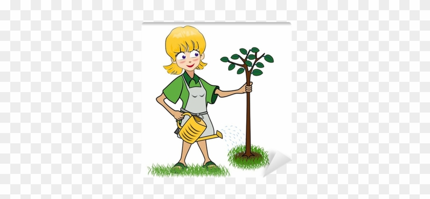Junge Gärtnerin Beim Baumpflanzen Wall Mural • Pixers® - Wünsche Euch Einen Schönen 1 Mai #369735