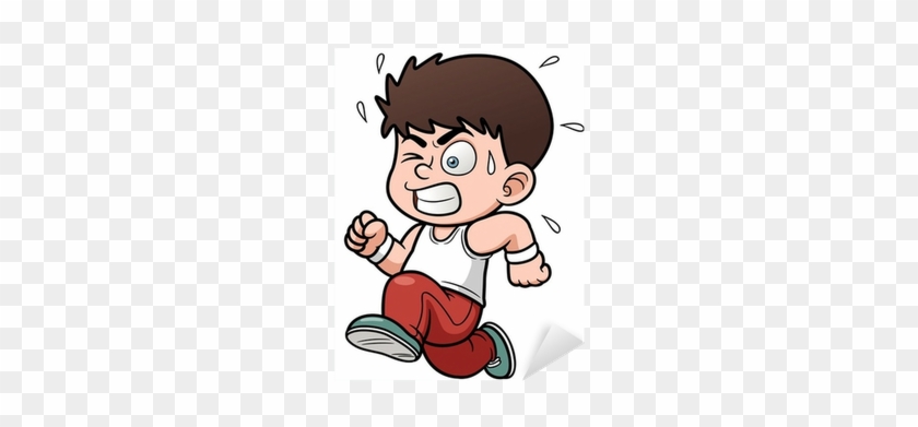 Vector Illustration Of A Boy Running Sticker • Pixers® - Boy Running Cartoon #369740