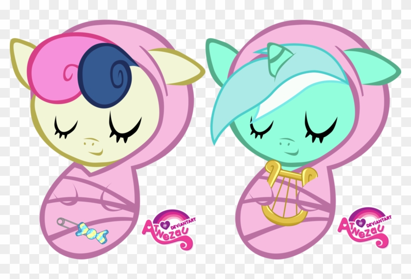 Newborn Bonbon Lyra Heartstrings Asleep By Atnezau - My Little Pony As Newborn #369846