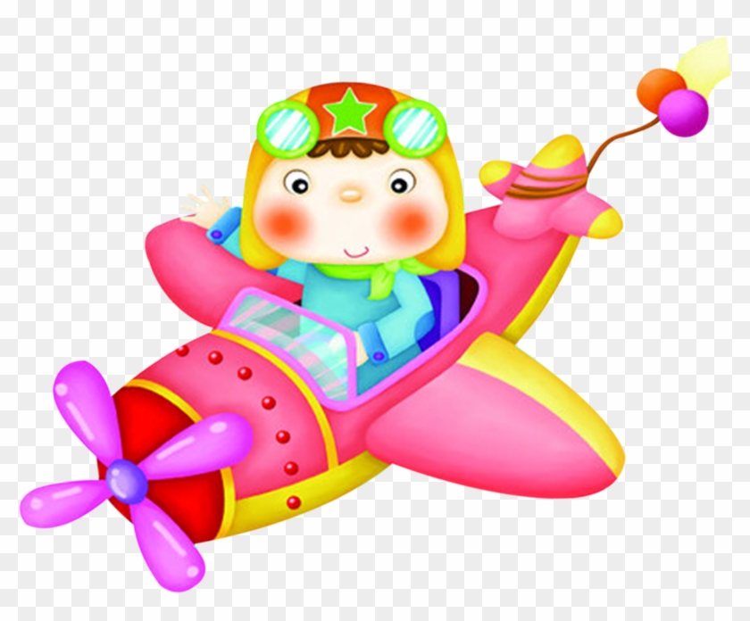 Airplane Cartoon Child Clip Art - Airplane Kids Flying Clipart #369925