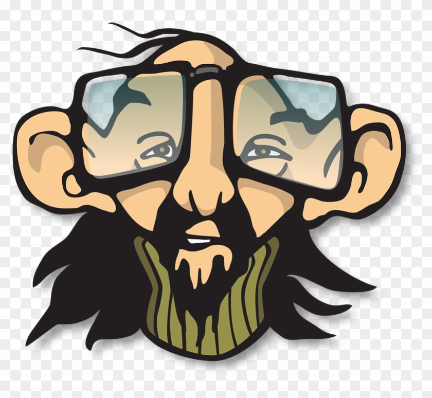 Man Hippie Geek Glasses Bald Cartoon Cool - Illustration #370020