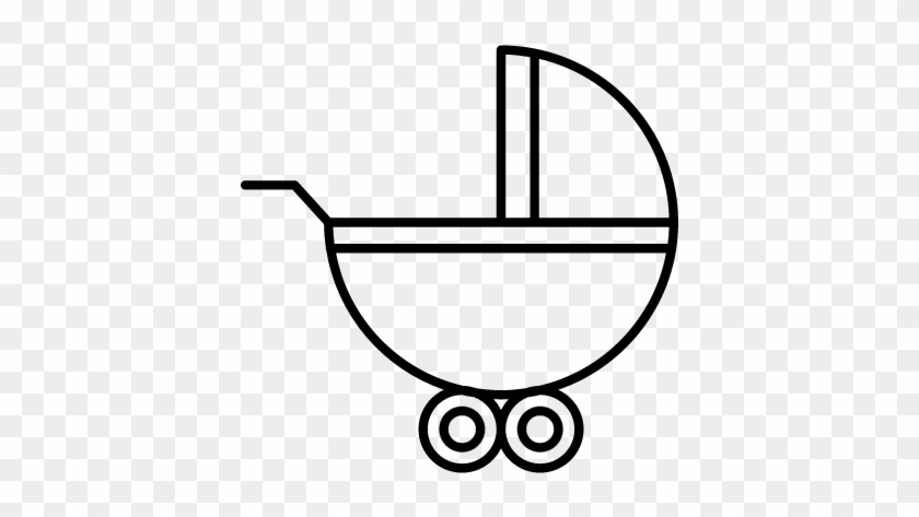 Baby Carriage With Wheels Vector - Drawing Of A Crib #370082