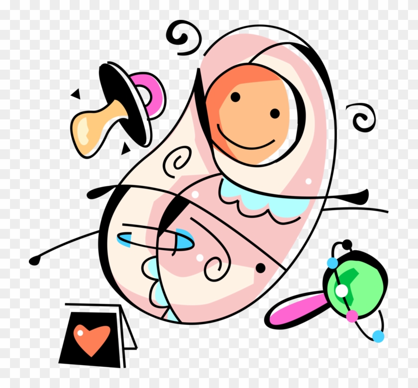 Vector Illustration Of Newborn Infant Baby Wrapped - Vector Illustration Of Newborn Infant Baby Wrapped #370264