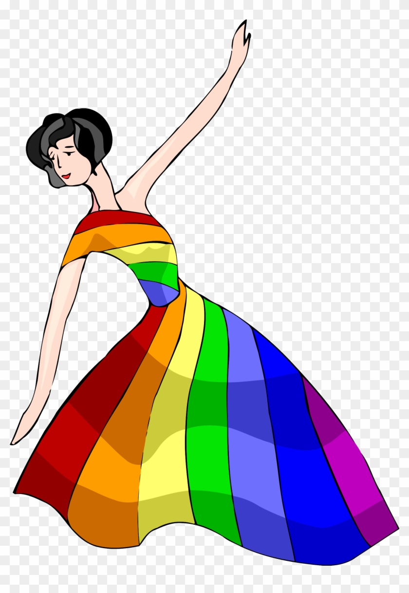 Dancer - Dancing Woman In Rainbow Dress Mugs #370415