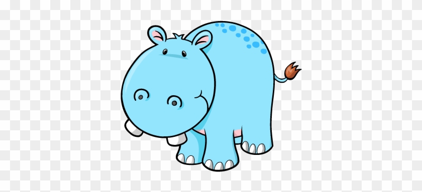 Cartoon Smiling Baby Blue Hippo - Cute Cartoon Hippo #370733