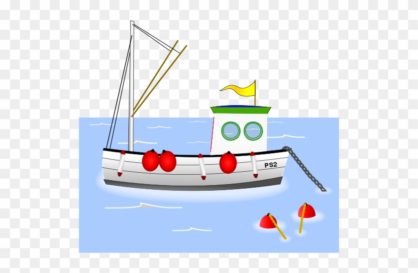 Cartoon Fishing Boat Clipart - Barco De Pesca Dibujo #370764